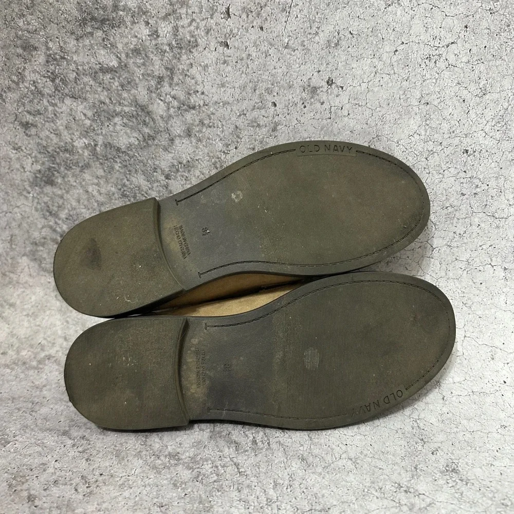 Old Navy Classic Loafer Womens 8.5 Taupe Suede Slip On Penny Moccasin Stitch